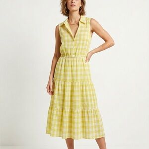 Nanette Lepore Yellow Plaid Midi Dress